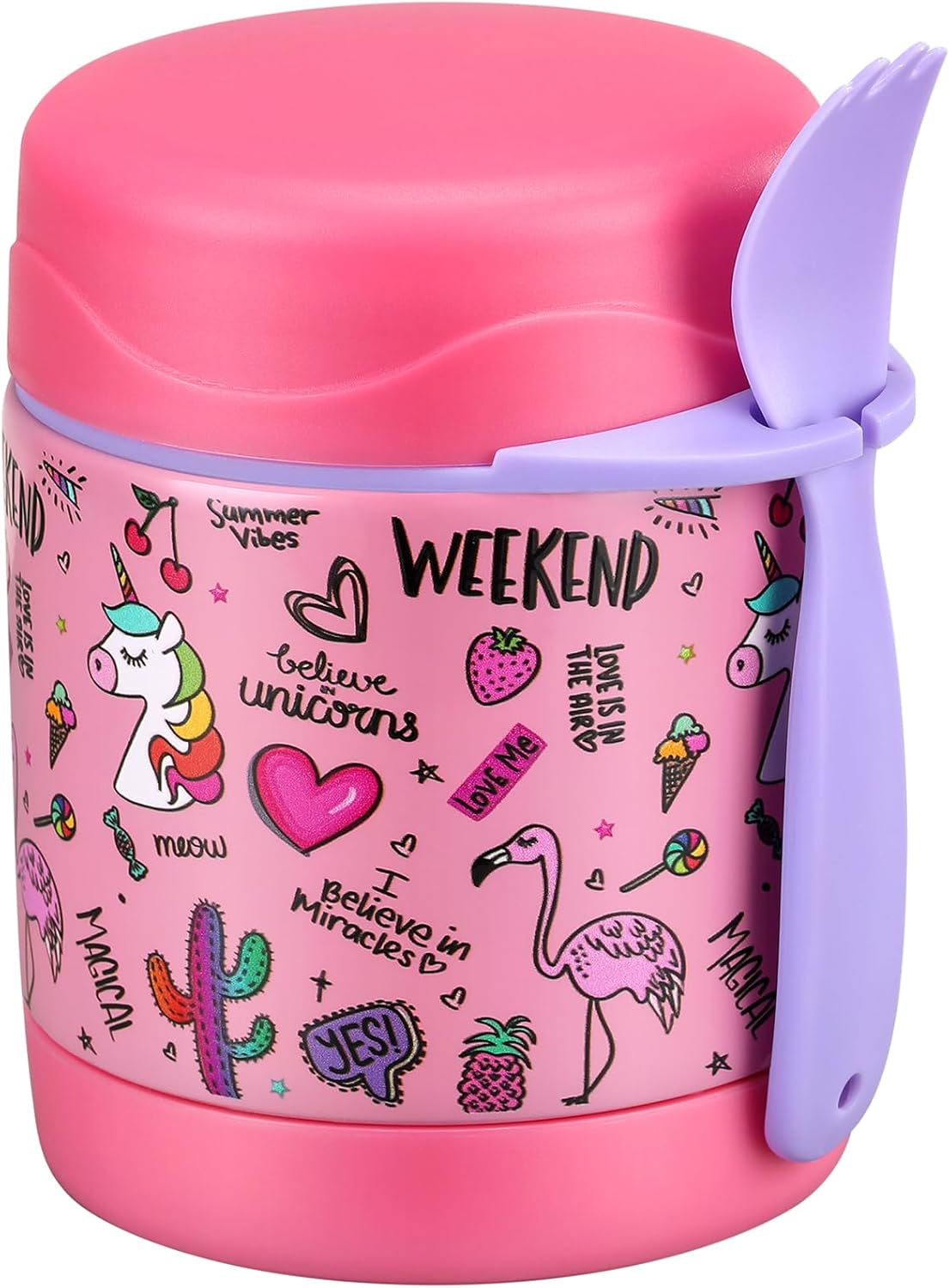 10Oz Soup Thermo for Hot Food Kids Insulated Food Jar,Thermo Hot Food Lunch Container, Width Mouth Stainless Steel Lunch Box for Kids with Spoon (Blue-Dinosaur)