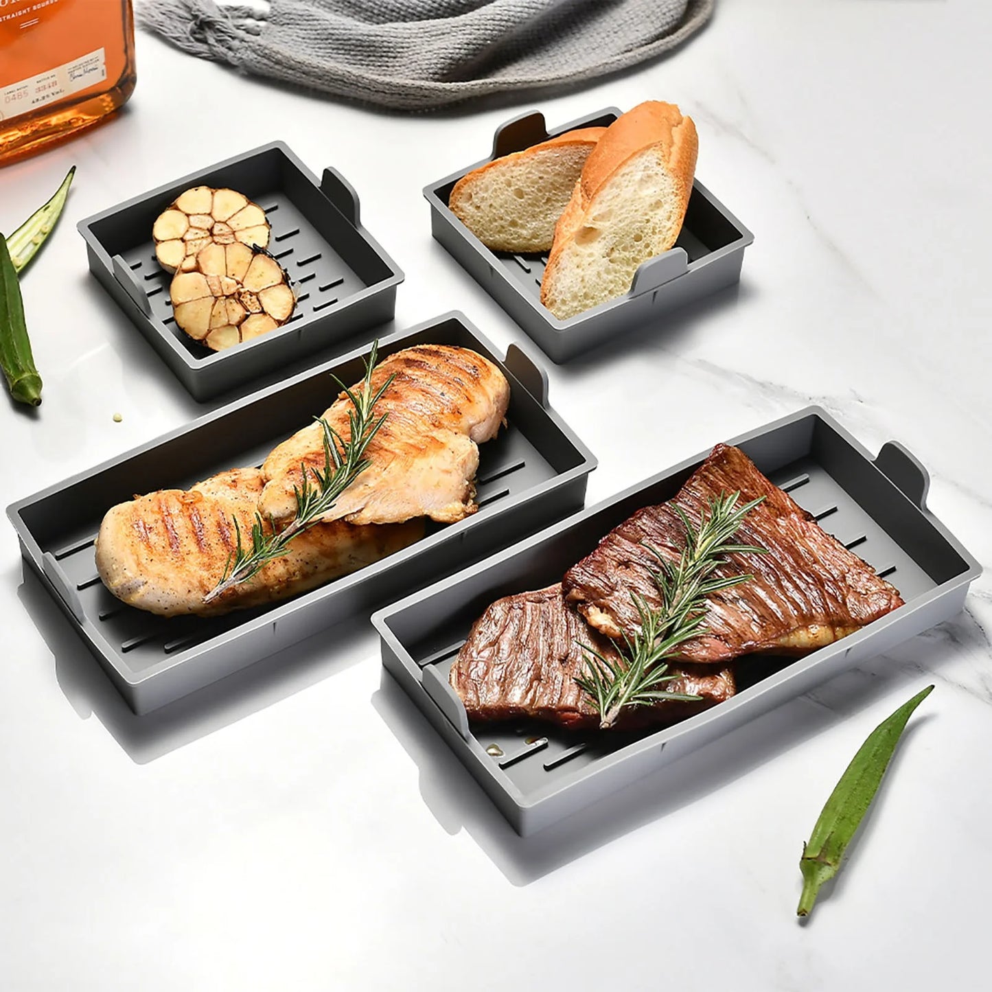 Nonstick Bakeware Set of 4 Cake Silicone Sheet Pan, Premium Baking Pan Dividers Non Stick Silicone Sheet Pan Set Suitable for Oven, Air Fryer to Simplify Cooking, Safe to Use and Easy to Clean
