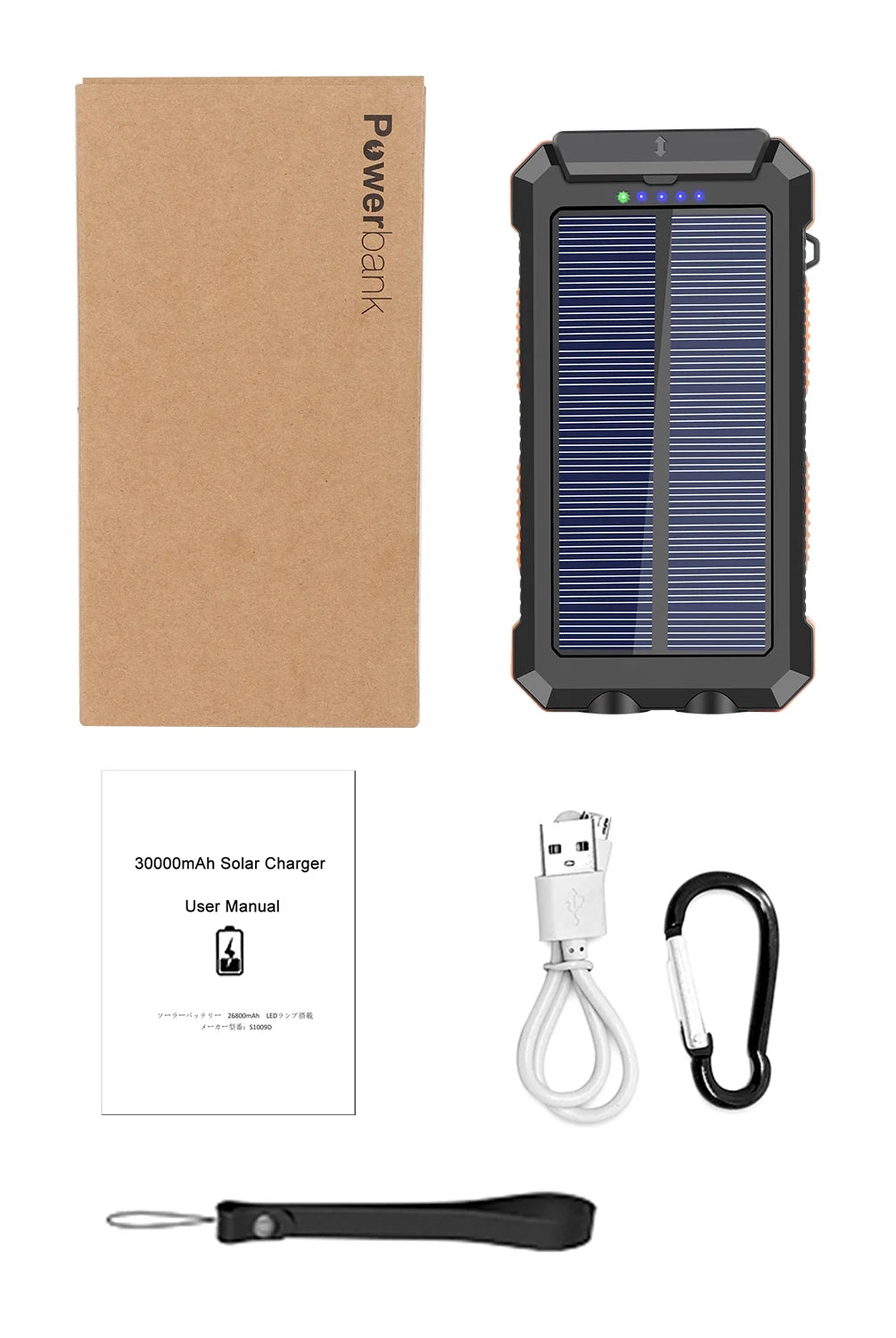 30000Mah Solar Power Bank Compatible for Iphone 17 Cell Phone 12W Portable Charger Power Bank for Outdoor Camping Hiking (Orange)