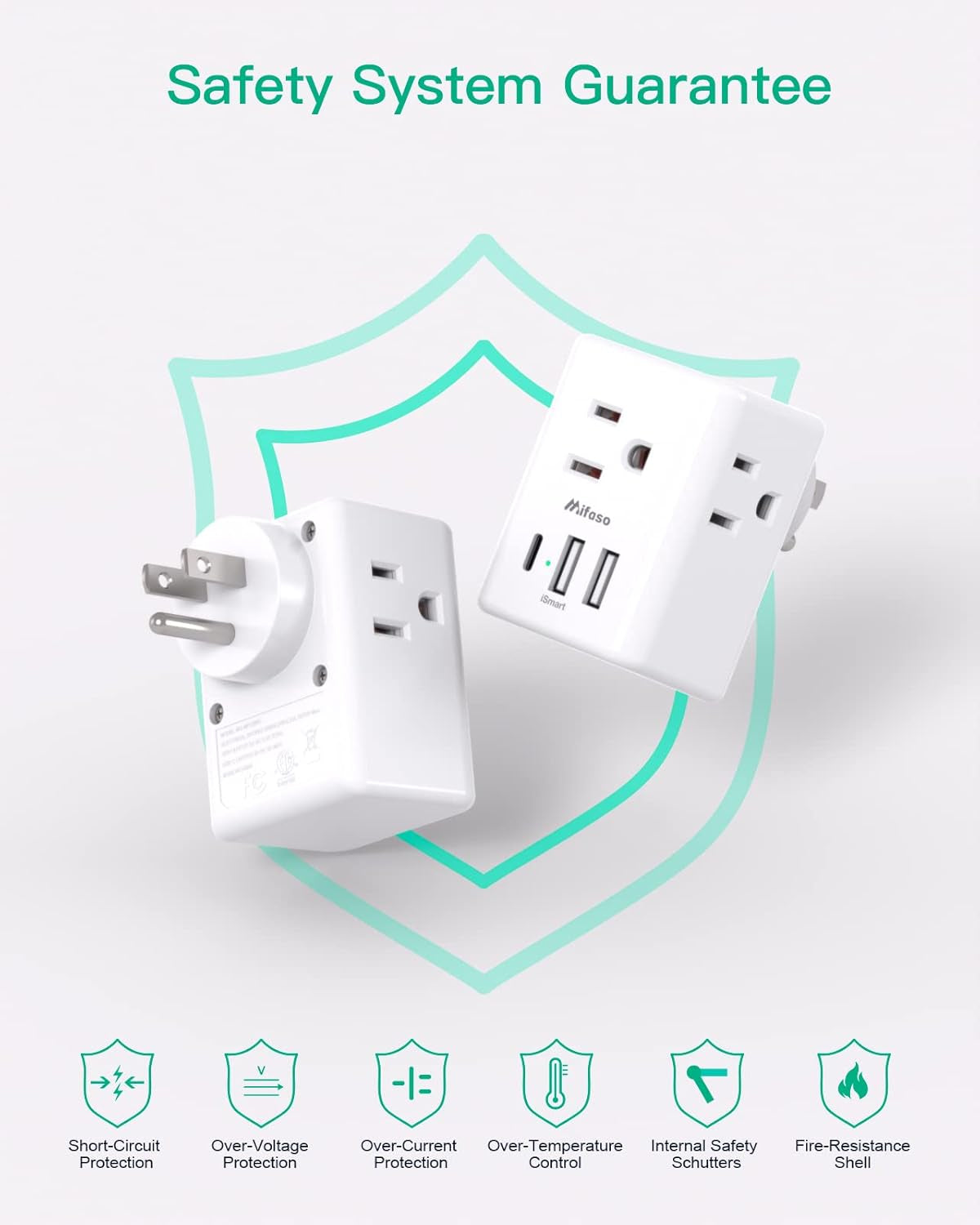 2 Pack Outlet Extender Multi Plug Outlet, USB Wall Charger, No Surge Protector Cruise Essentials for Ship and Travel, ETL Listed