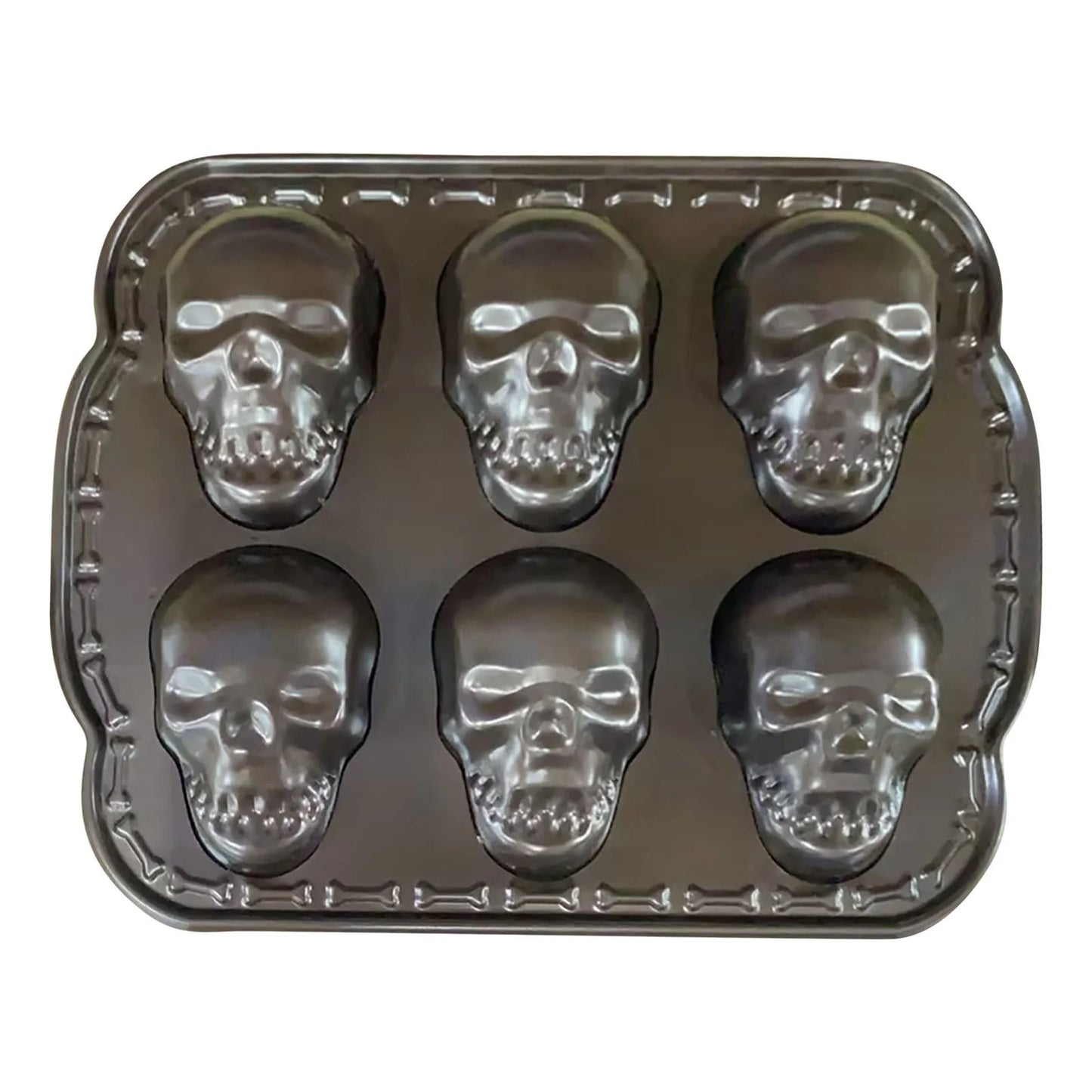 Silicone Skull Cake Mould Halloween Baking Pan Large Dessert Tray 6-Piece Kitchen Bakeware Set as Show #Jiiwd