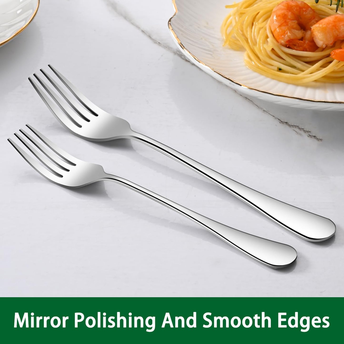 Salad Forks and Teaspoon,6.7 Inches Stainless Steel Dessert Spoons and Forks,Set of 16 Dishwasher Safe Silverware Fork and Spoon for Home,Restaurant