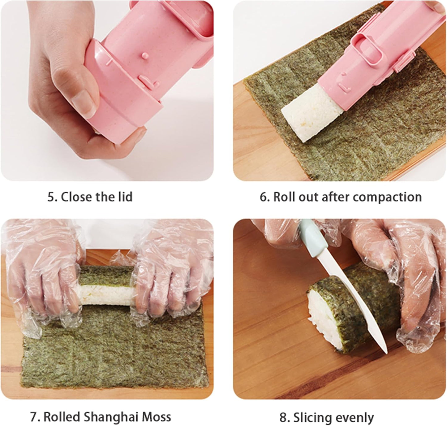 Sushi Maker,Food Grade Sushi Bazooka,Sushi Molds,Perfect for Crafting Sushi Roller with Rice,Vegetables,And Meat.Ideal DIY Sushi Tool Set for Beginners and Enthusiasts (Beige)
