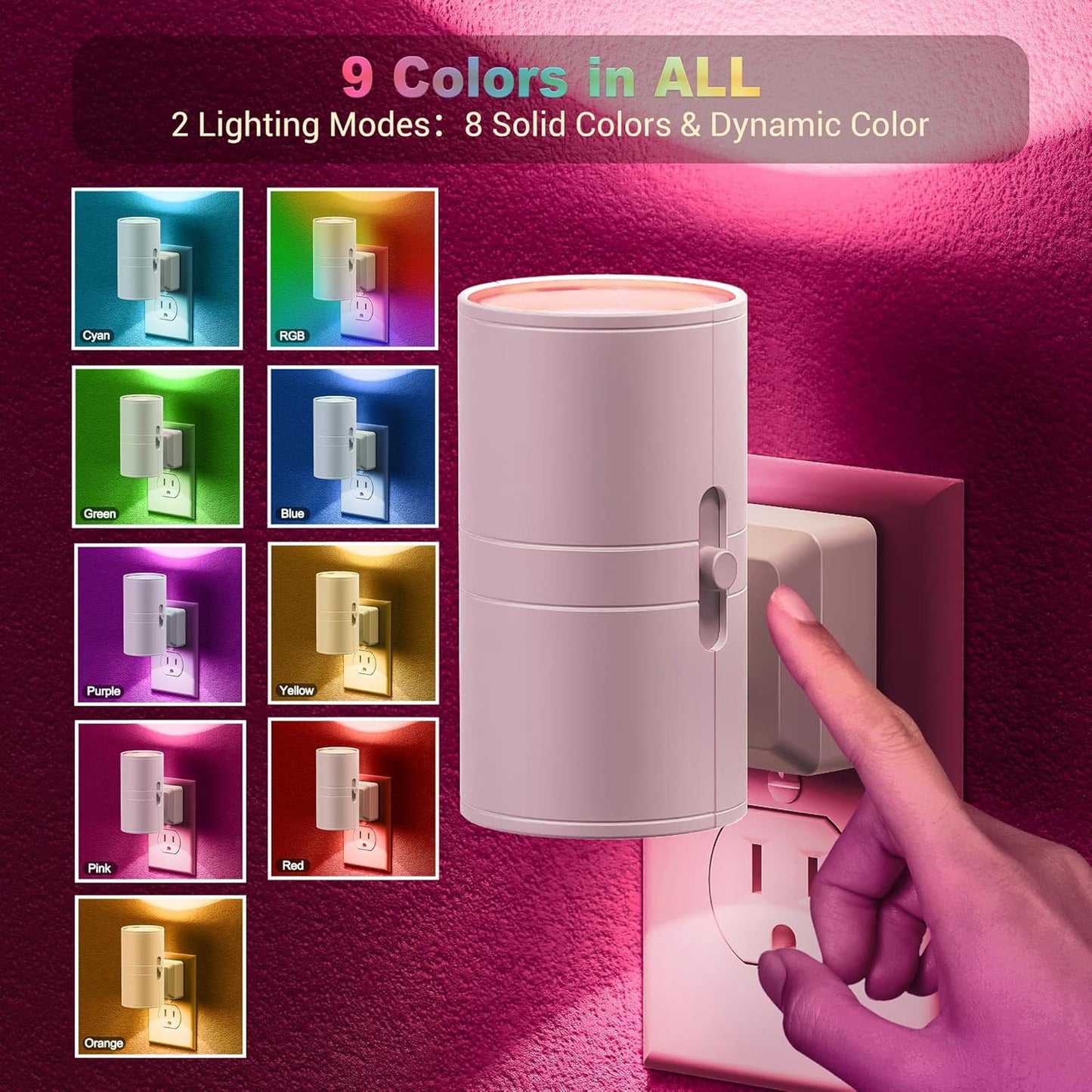 Color-Changing Plug-In Night Light with Auto Sensor