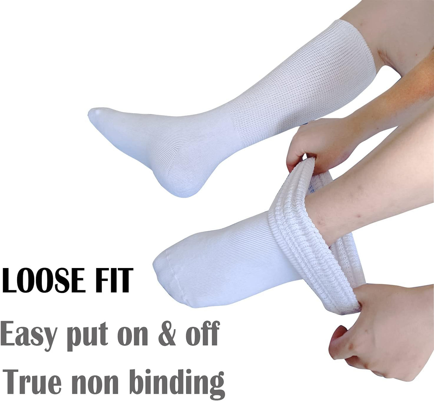 Extra Wide Socks for Lymphedema Swollen Feet Leg, Bariatric Socks, Cast Boot Sock, Diabetic Non Binding Neuropathy Swelling Women Men 2 Pairs