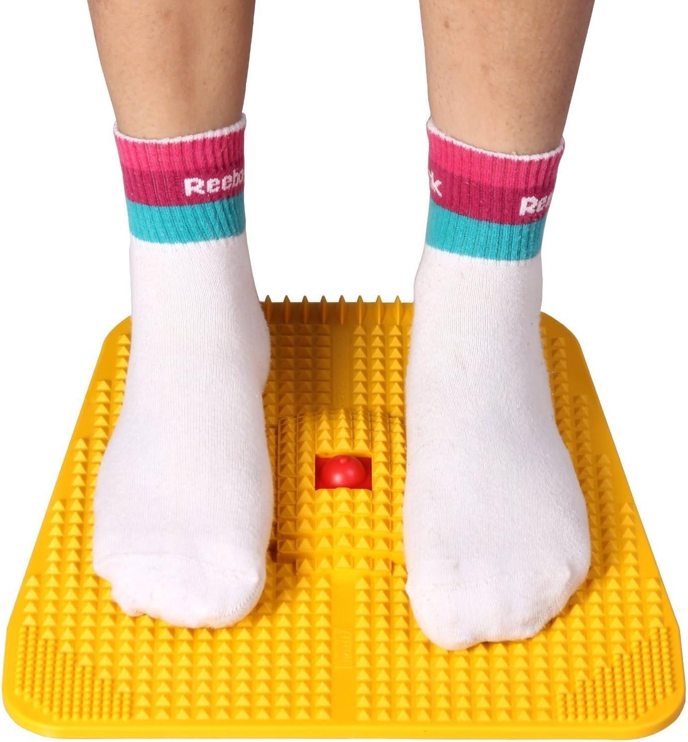 Acupressure Reflexology Magnetic Pyramidal Therapy Power Pain Relief Energy Foot Health Mat Set of 1 + Sujok Rings Set of 5 L X W X H – 30 X 30 X 7 Cm Yellow Mat