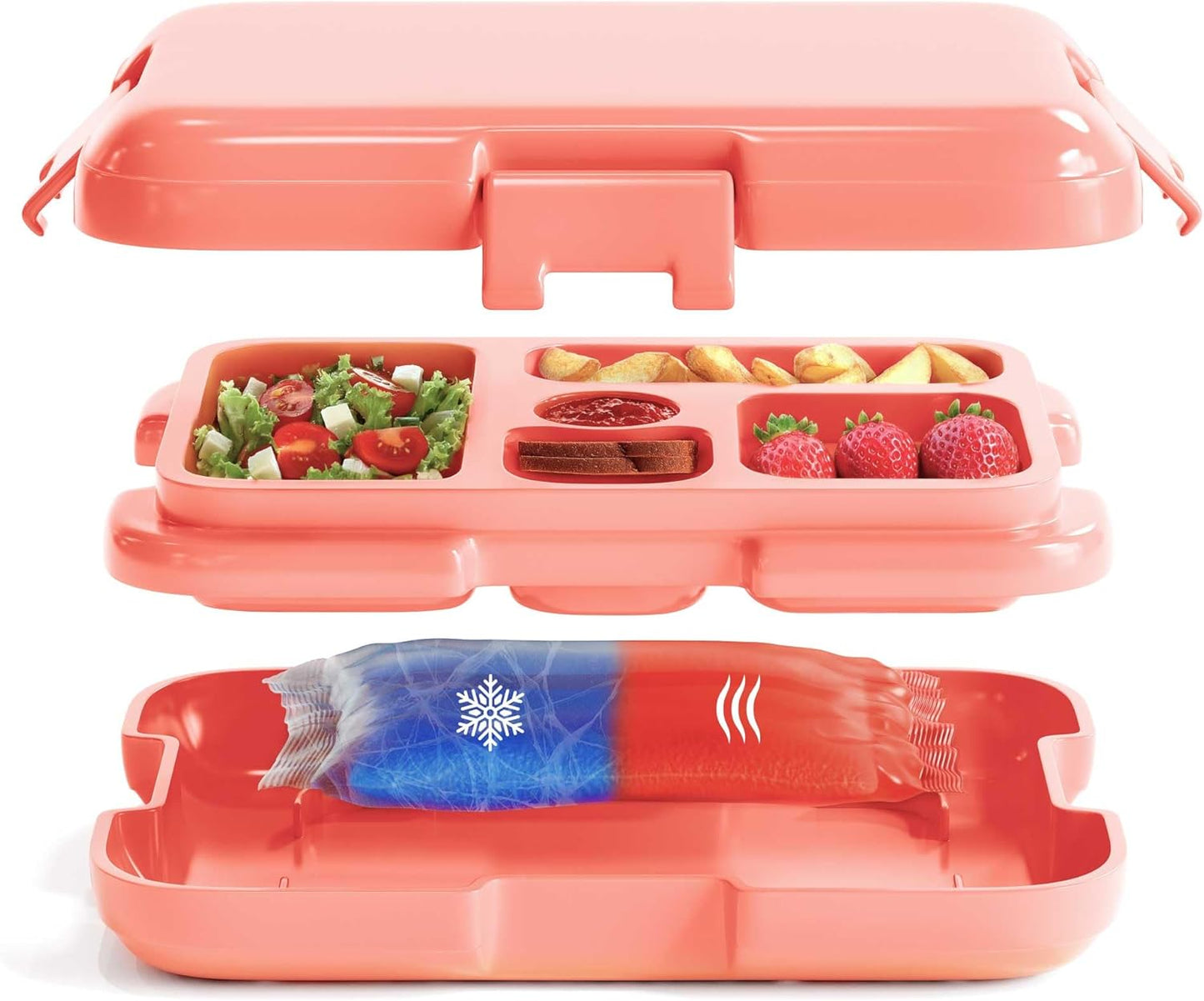 Bento Box for Kids with Hot & Cold Packs for Lunch Box Kids - Microwavable Lunch Containers with Compartments - Kids Bento Lunch Box for School - Lunchbox Bento Snack Box