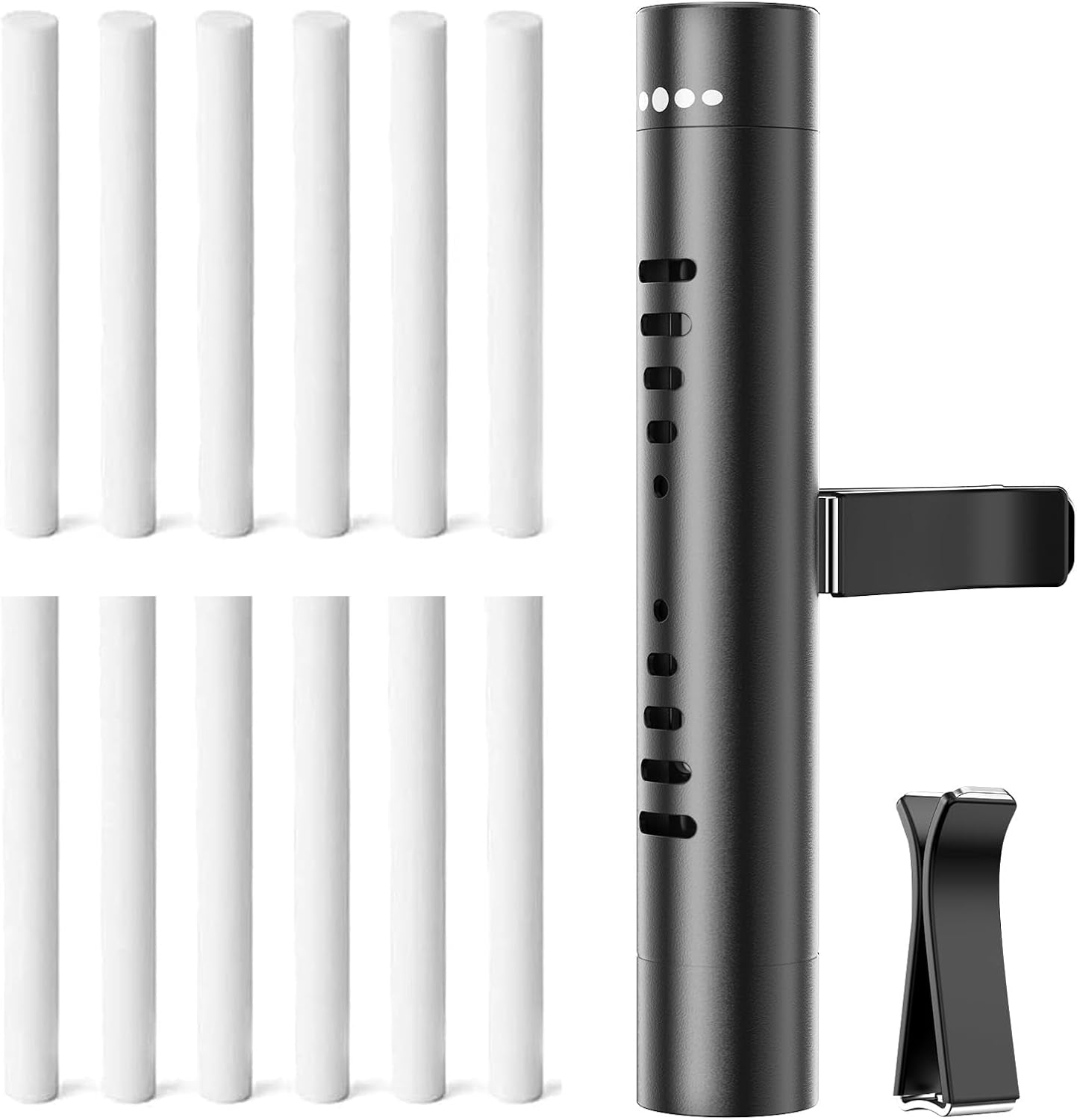 2Pcs Car Perfume Diffuser with 12 Odorless Refill Sticks,Essential Oil Car Diffuser Suitablefor:Car,Bathroom,Officescenario,Cloakroom,Bedrooms,Birthday(Black)