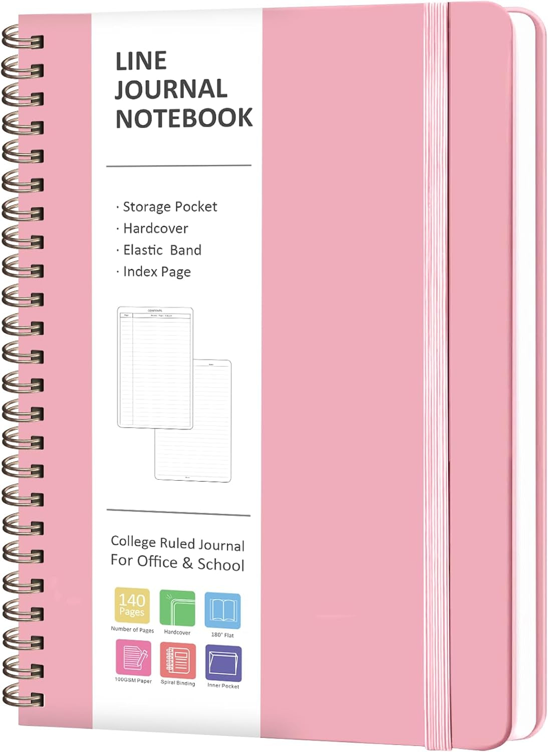 Journaling Notebooks, Lined Spiral Journal Notebook for Women & Men, 146 Pages College Ruled Hardcover Note Book for Work, Note Taking, Journaling, School, Writing, A5(5.5''X8'')