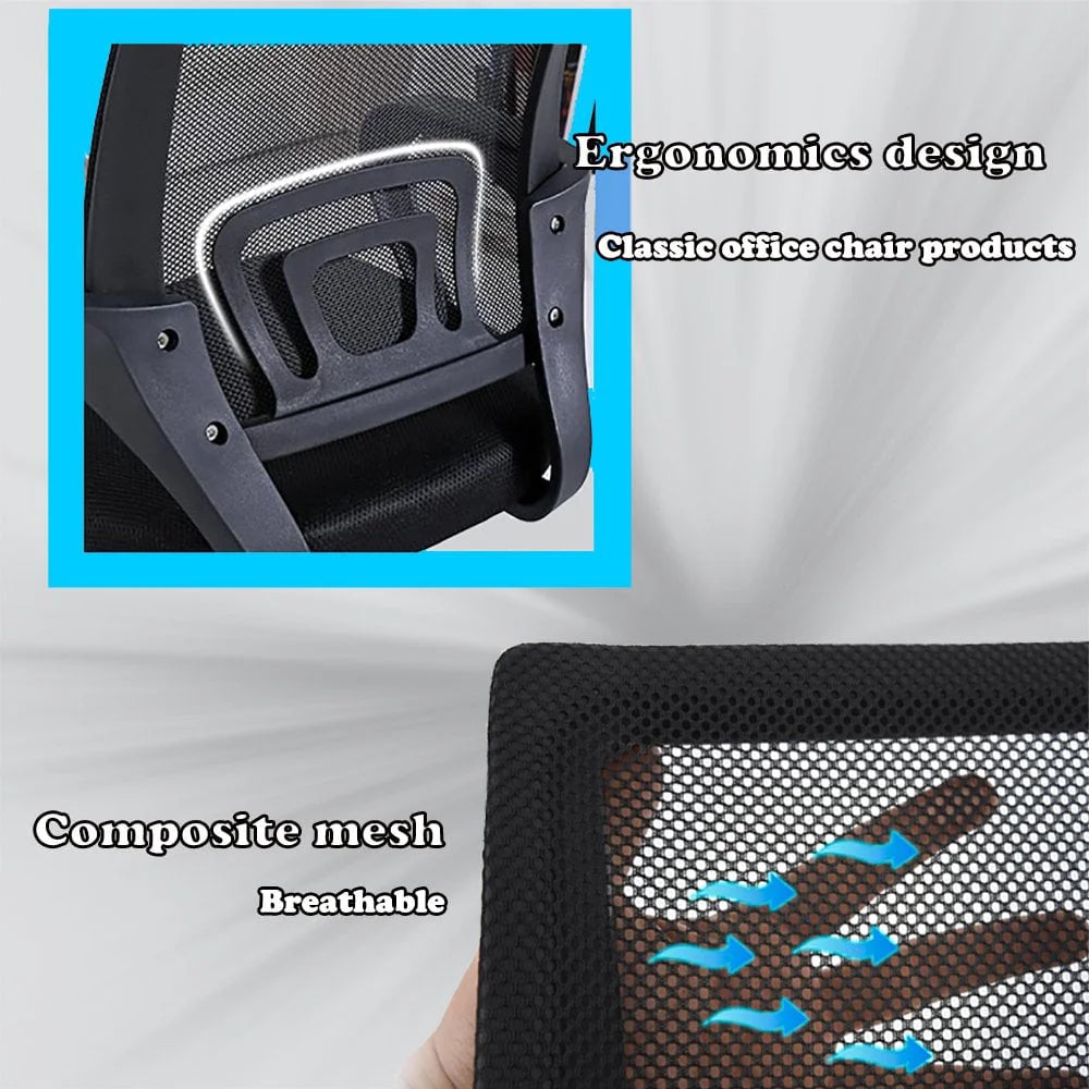Ergonomic Office Chair, Lumbar Support, Adjustable Height with Armrests for Adults(Black)
