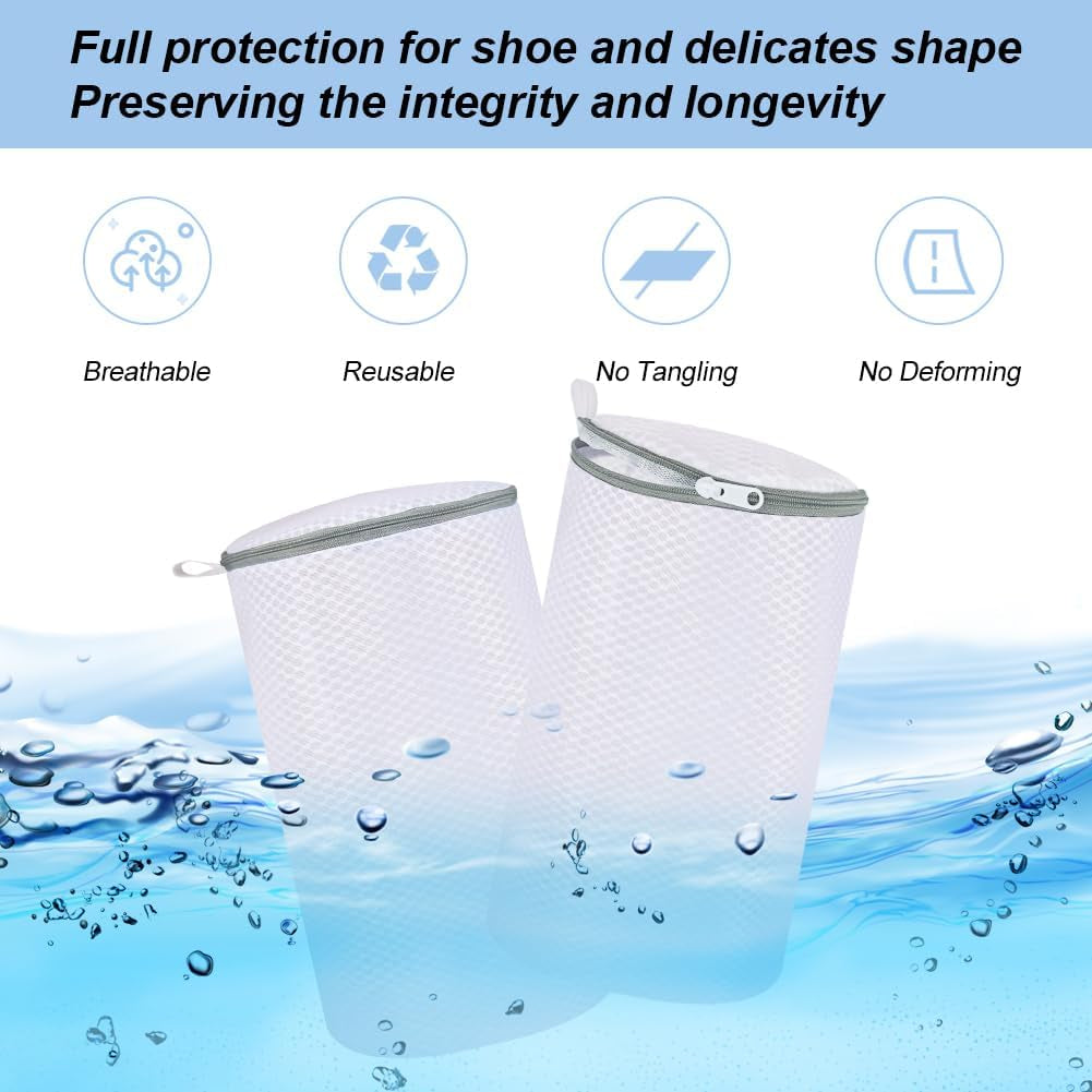Shoe Washing Machine Bag, 2 Pack Honeycomb Mesh Laundry Bag with Zipper for Sneakers, Running Shoes, Sock, Bras, Delicates and Toys