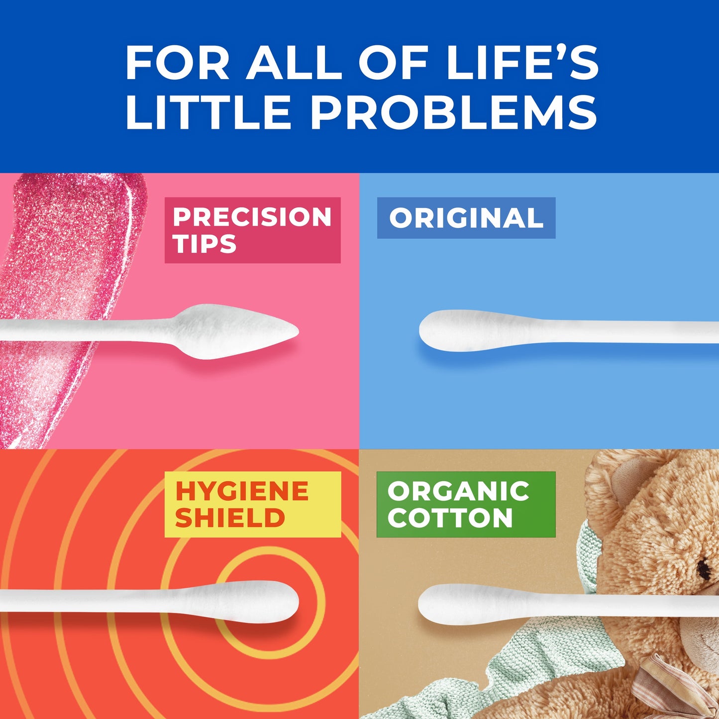 Cotton Swabs, Original, for Home, First Aid and Beauty, 100% Cotton, 500 Count