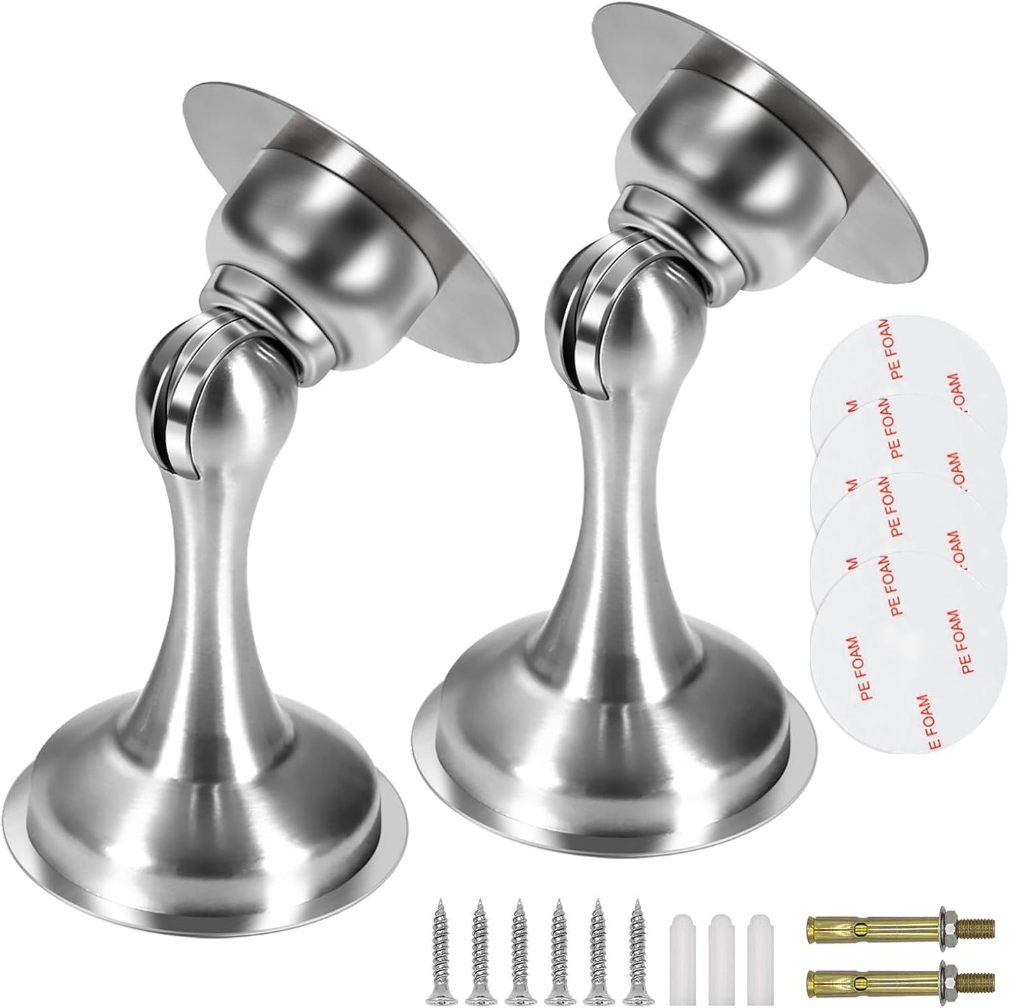 2 Pack Door Stops Self Adhesive Black Magnetic Door Stoppers No Drill Wall Floor Mount Stainless Steel Magnetic Door Catch Door Holders