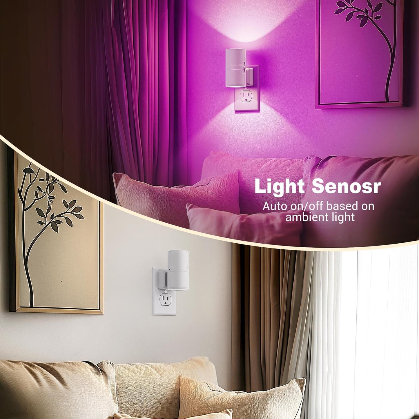 Color-Changing Plug-In Night Light with Auto Sensor