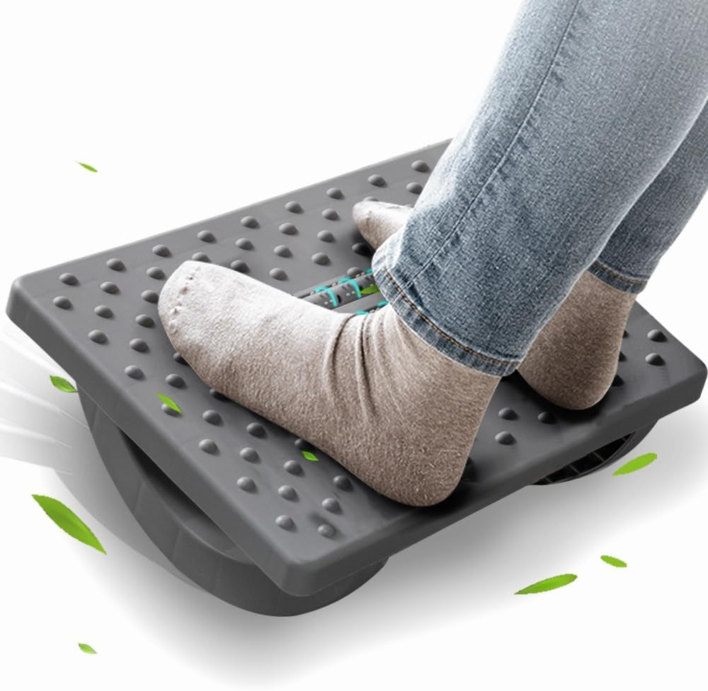 Ergonomic Office Footrest – Massage Roller Under Desk Footstool