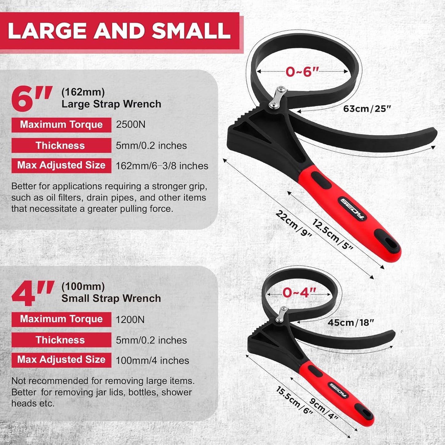 Adjustable Rubber Strap Wrench Set – Large & Small (2-Pack)