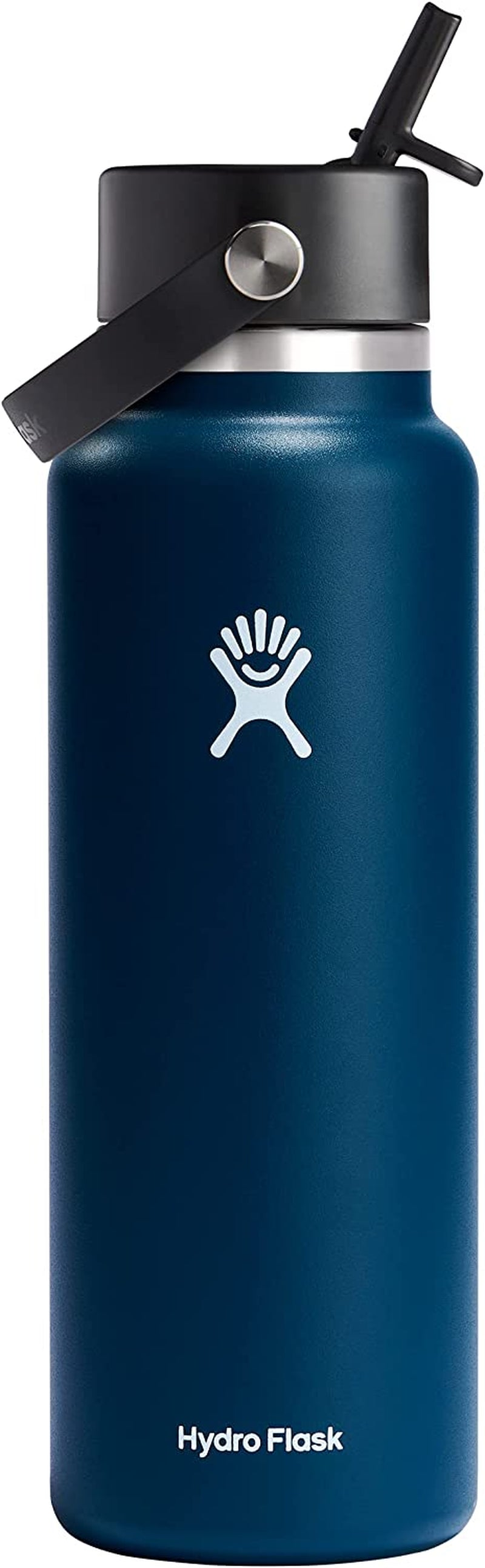 24 Oz Wide Flex Straw Cap Bottle - Insulated Stainless Steel - Wide Straw Lid, Non Spill, Leakproof in Tonal Birch