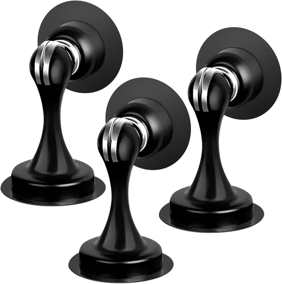 2 Pack Door Stops Self Adhesive Black Magnetic Door Stoppers No Drill Wall Floor Mount Stainless Steel Magnetic Door Catch Door Holders