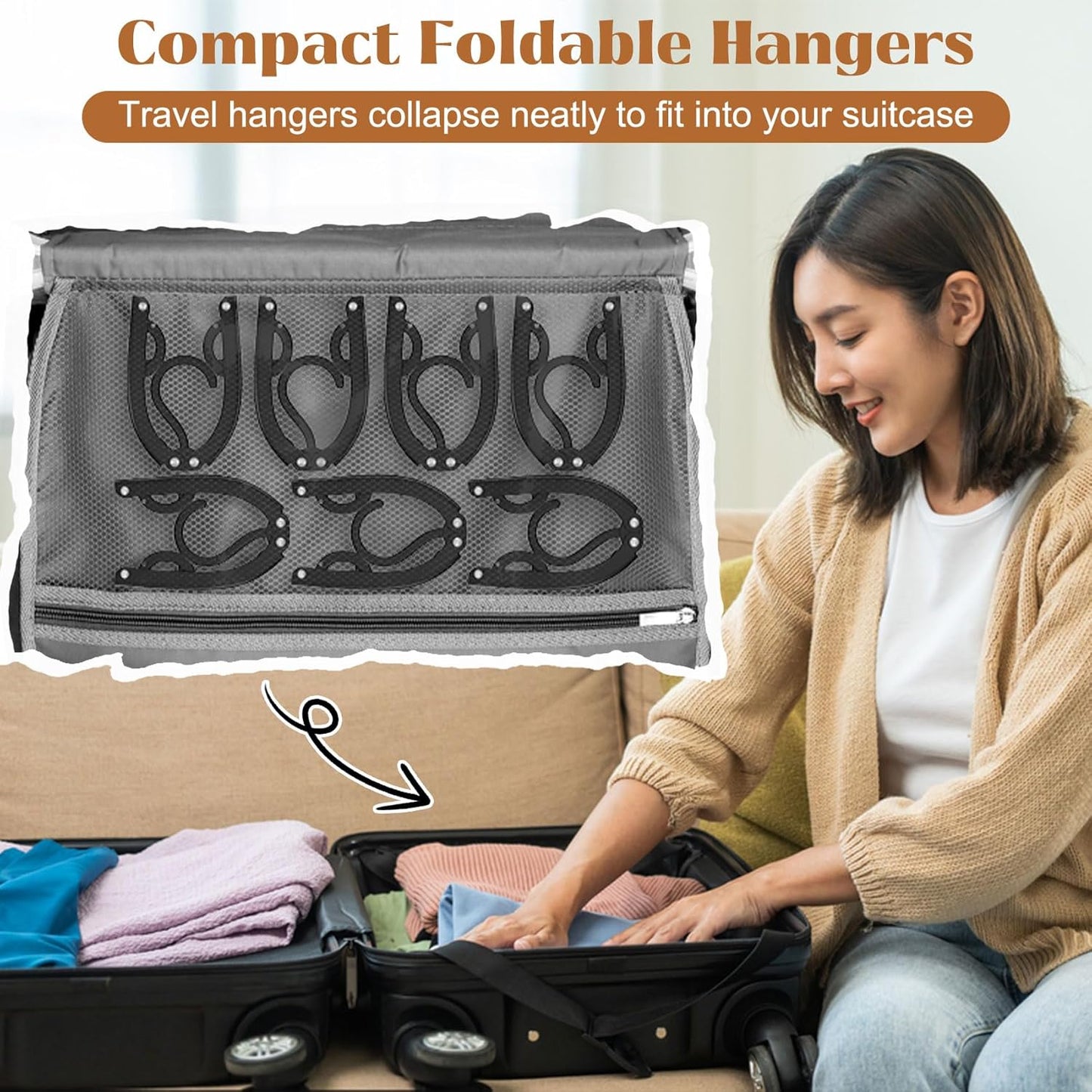 16-Pack Foldable Travel Hangers – Adjustable Portable Clothes Hangers