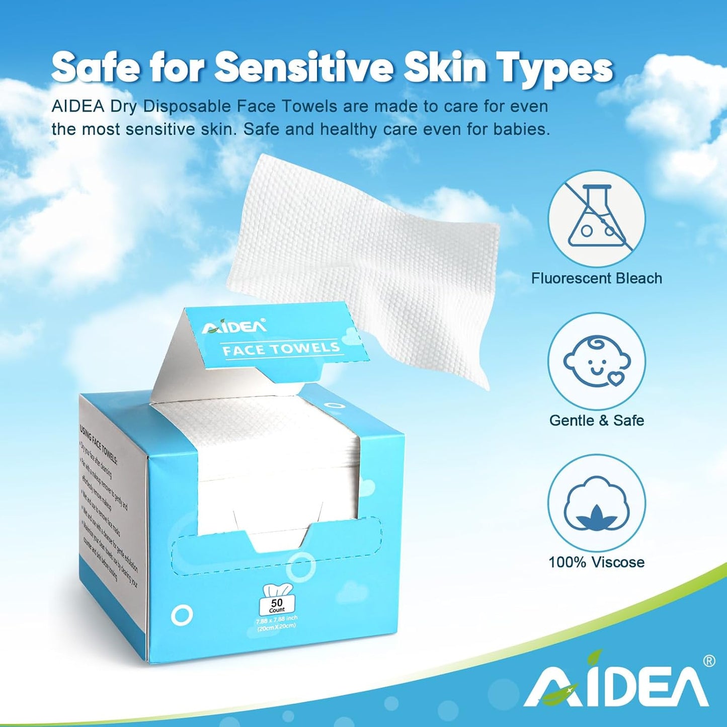 2 Pack Disposable Face Towels (50 Count each) – Soft & Long-Lasting