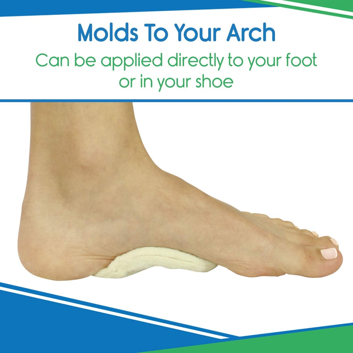 Arch Supports for Women & Men (12 Pack) - Felt Insert with Adhesive - Foot Pads for Shoes, Sandals, Flip Flops, Boots, High Heels, Flat Feet, High Arches, and Plantar Fasciitis