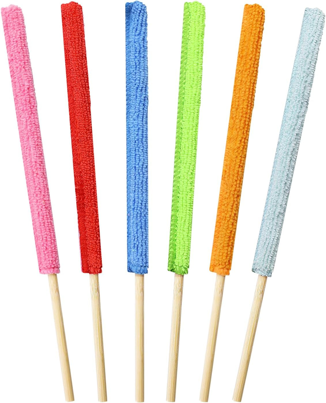 6 Pcs Mini Dusters for Cleaning Microfiber Detail Duster Sticks Fan Cleaning Brush Crevice Cleaning Tool AC Vent Cleaner Fan Blade Cleaner Dusters for Cleaning Home Car Window Blind