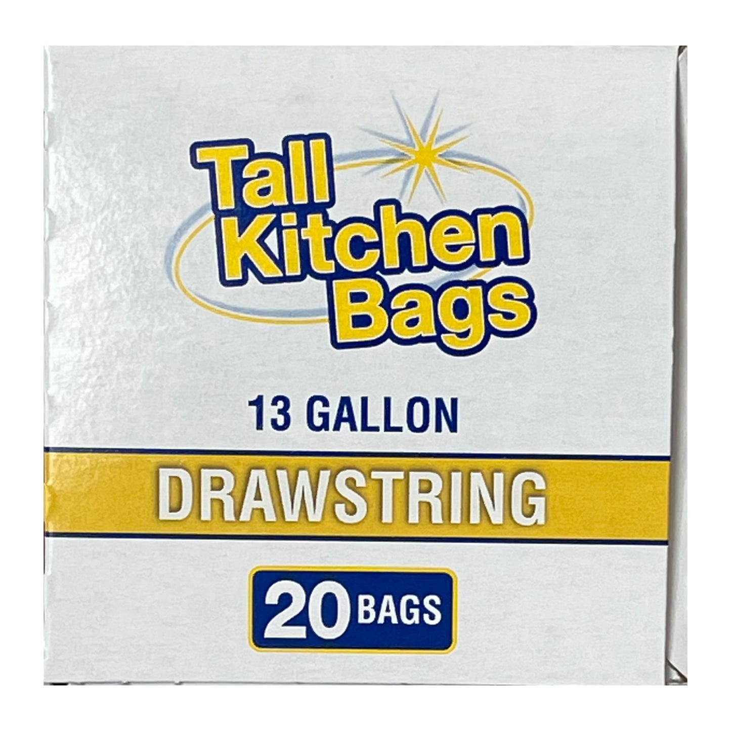 Kitchen Trash Bags, 13 Gallon, Drawstring, 20 Bags