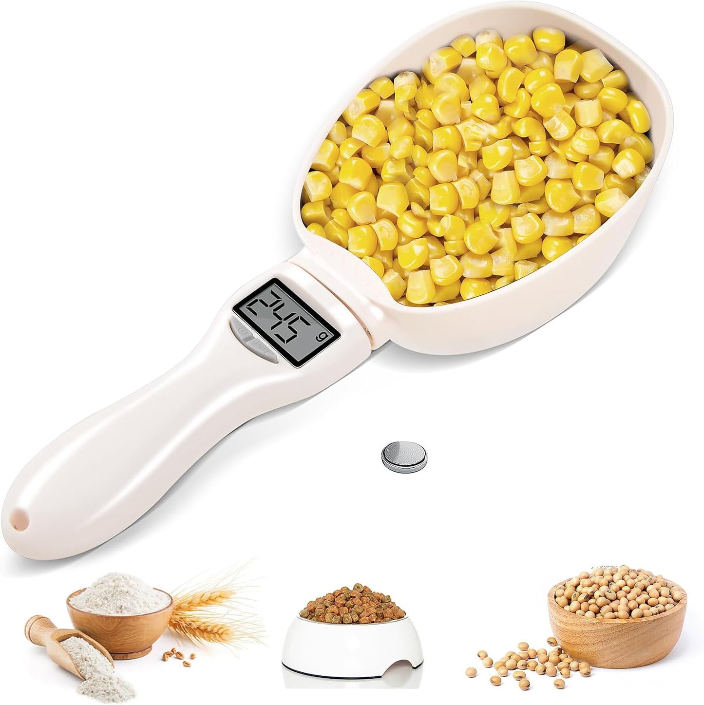 Digital Measuring Spoon, Weighing Food Measuring Scoop Scale, LCD Electronic Food Scale for Kitchen Gadgets, Baking Cooking Coffee, Pet Dog Cat Food, High Precision Grams Measuring Cup Fall Gifts