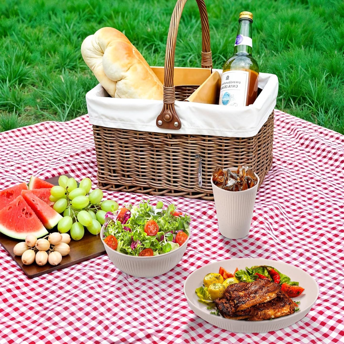 Eco-Friendly Wheat Straw Tableware Set (18-Piece)