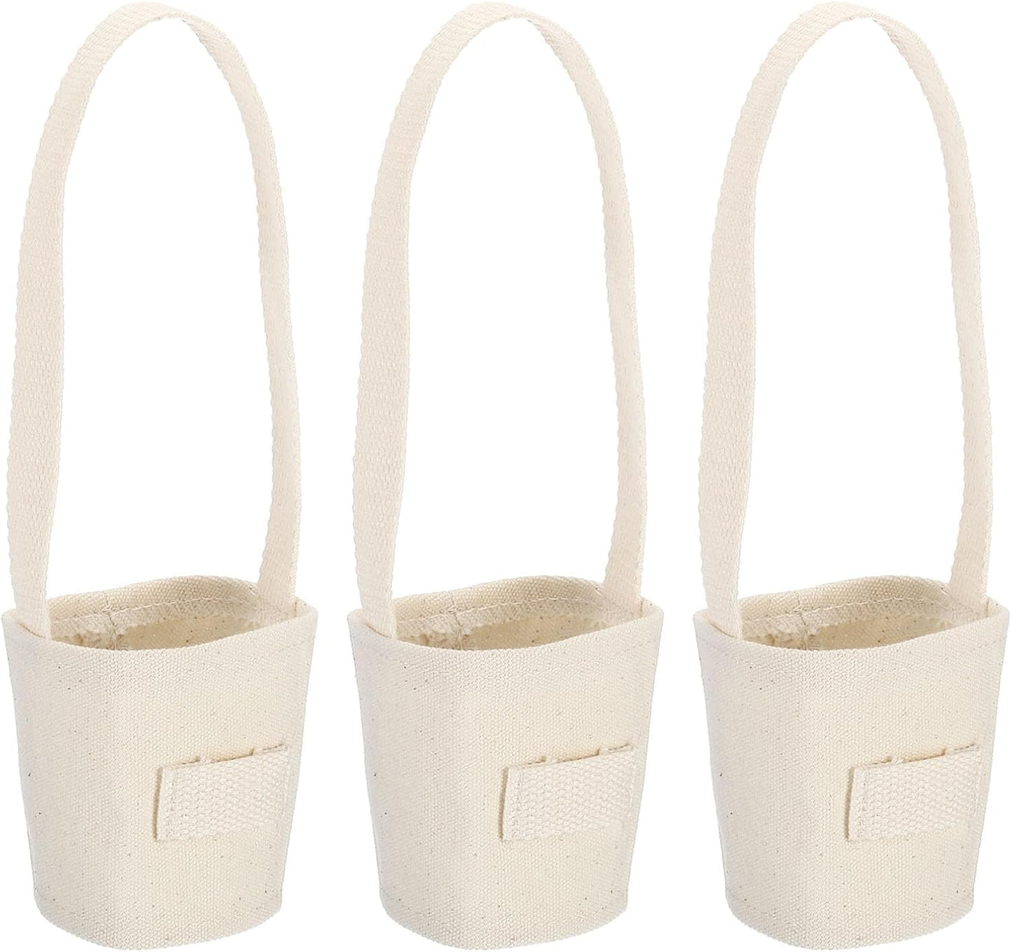 Reusable Canvas Coffee Cup Sleeves with Strap & Straw Holder (3-Pack)