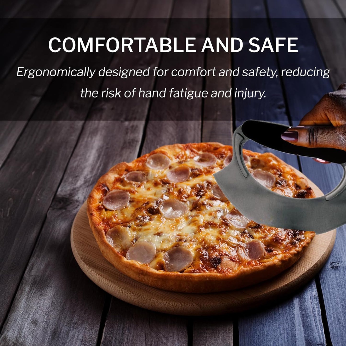 4.9" Mezzaluna with Silicone Handle & Stainless Steel Blade - Dishwasher Safe Versatile Chopping Tool for All Kitchen Needs - Non-Slip Grip, Easy to Use and Comfortable to Hold