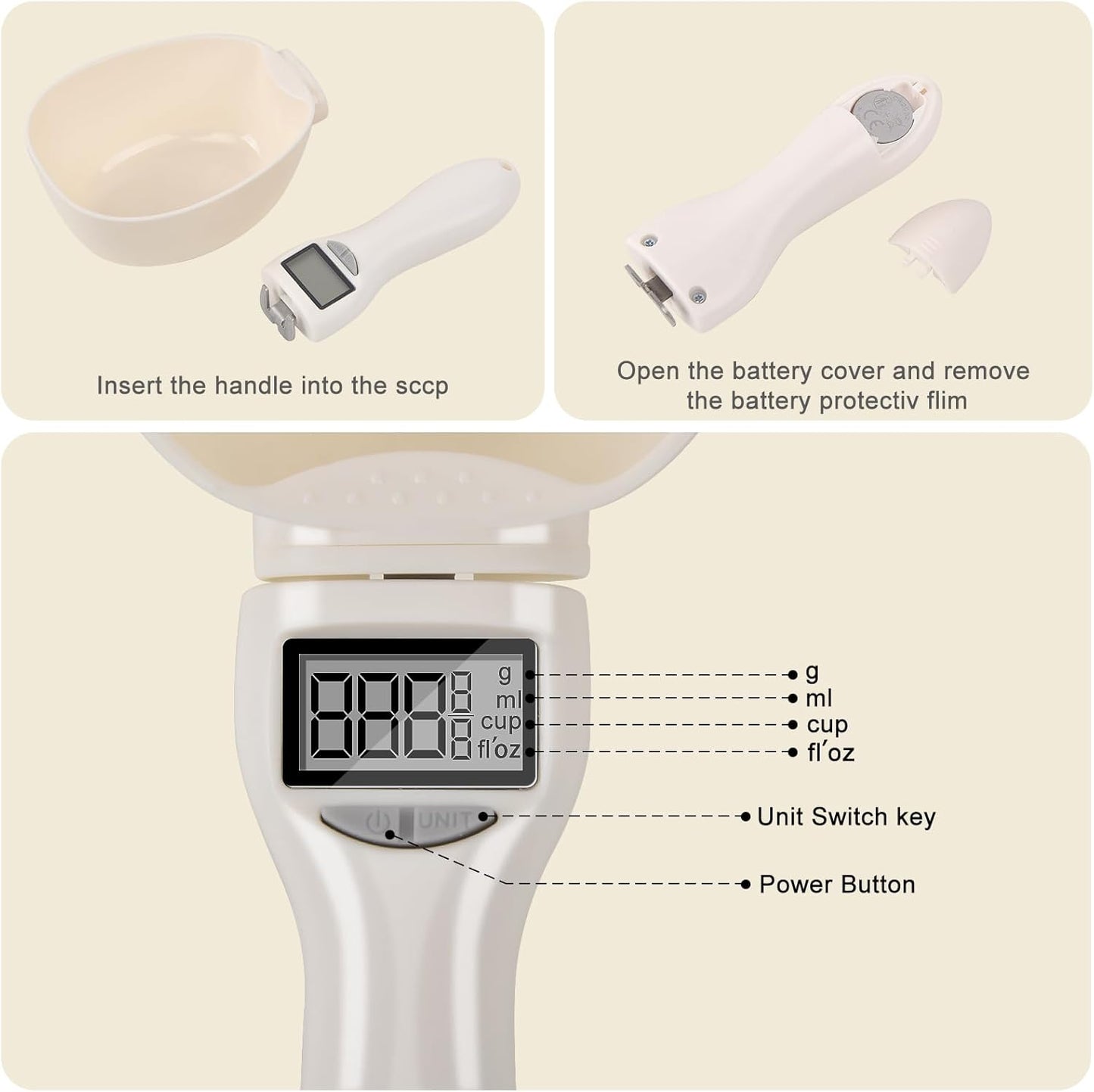 Digital Measuring Spoon, Weighing Food Measuring Scoop Scale, LCD Electronic Food Scale for Kitchen Gadgets, Baking Cooking Coffee, Pet Dog Cat Food, High Precision Grams Measuring Cup Fall Gifts