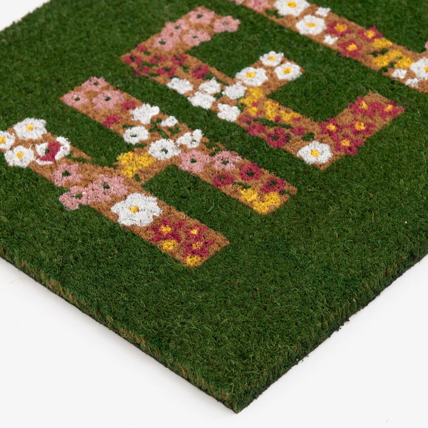 Hello Flower Garden Outdoor Coir Doormat, 18"X30"