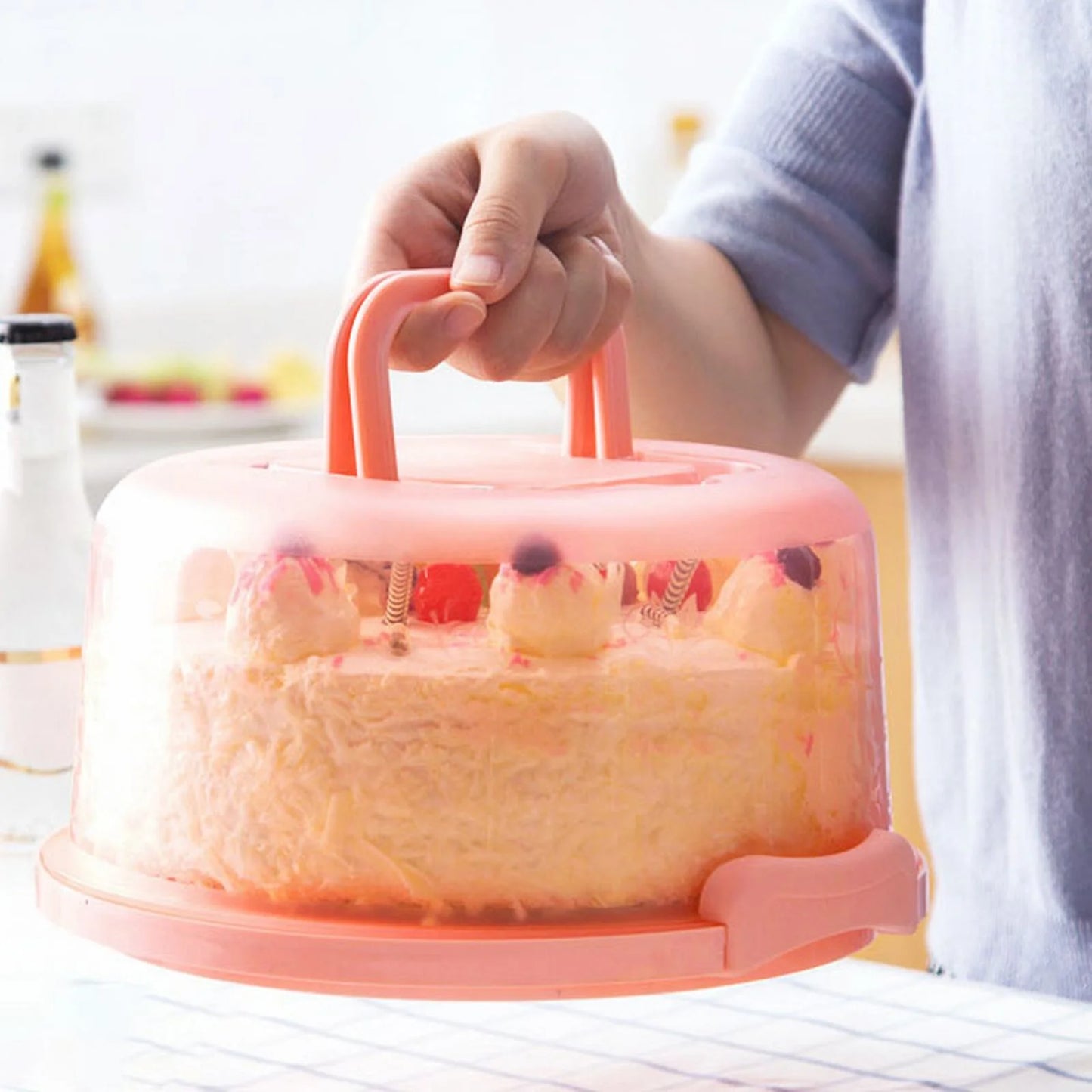 Bakeware Sets, round Cake Storage Box with Handle and Inner Tray, 1*Cake Box Clearance!