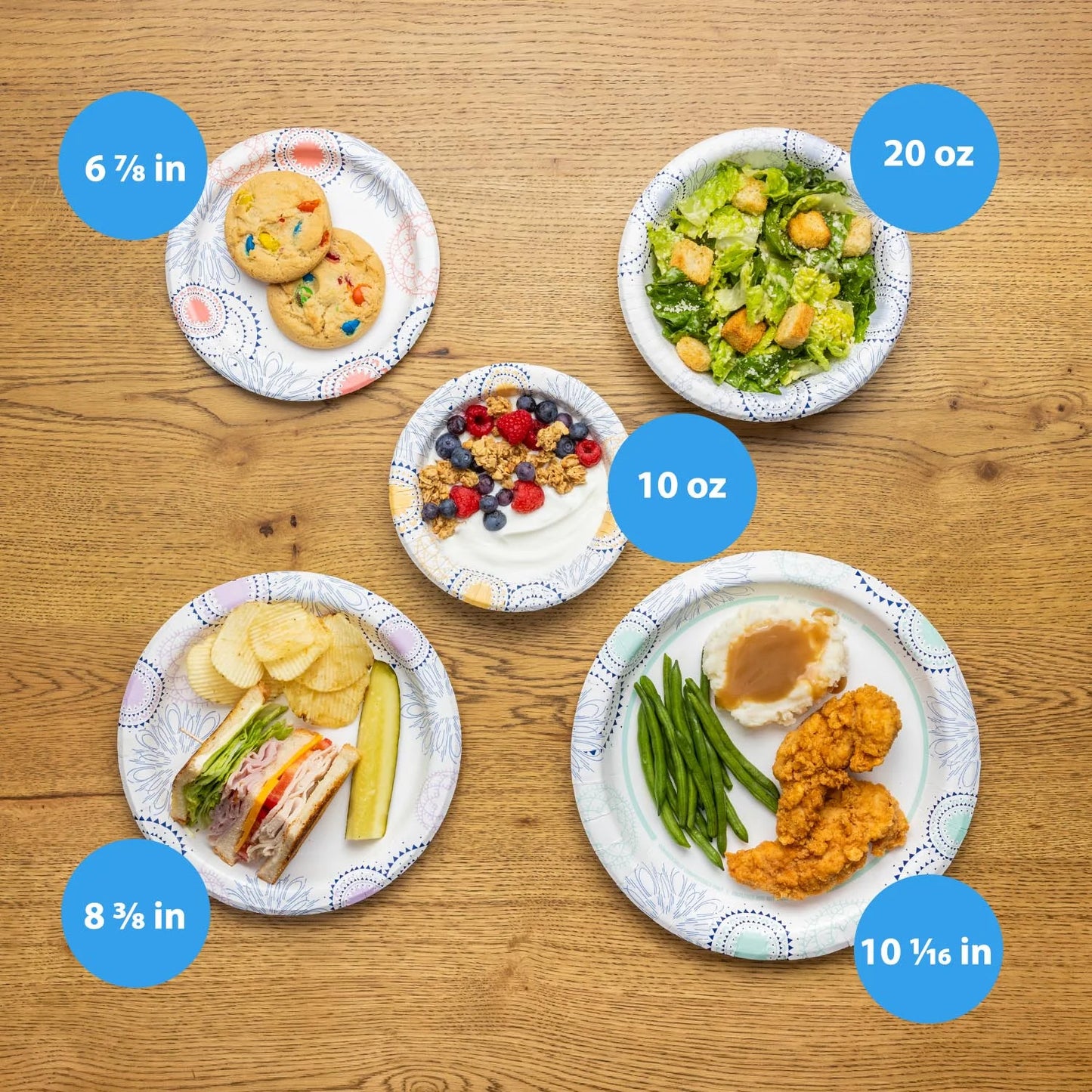 Disposable Paper Plates, 8.5", 100 Count