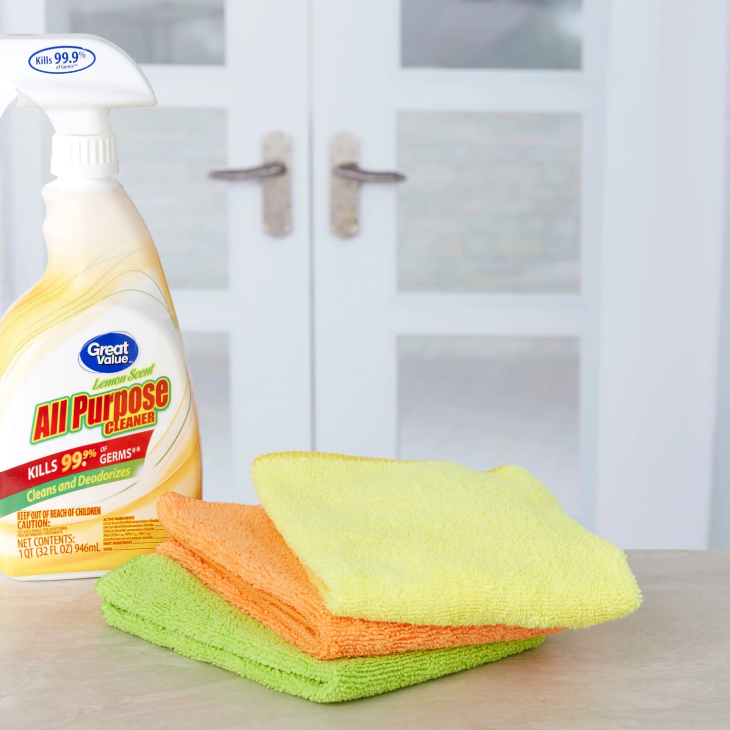 Multipurpose Microfiber Household Cleaning Cloth, Wipe, 2 Count, Multicolor