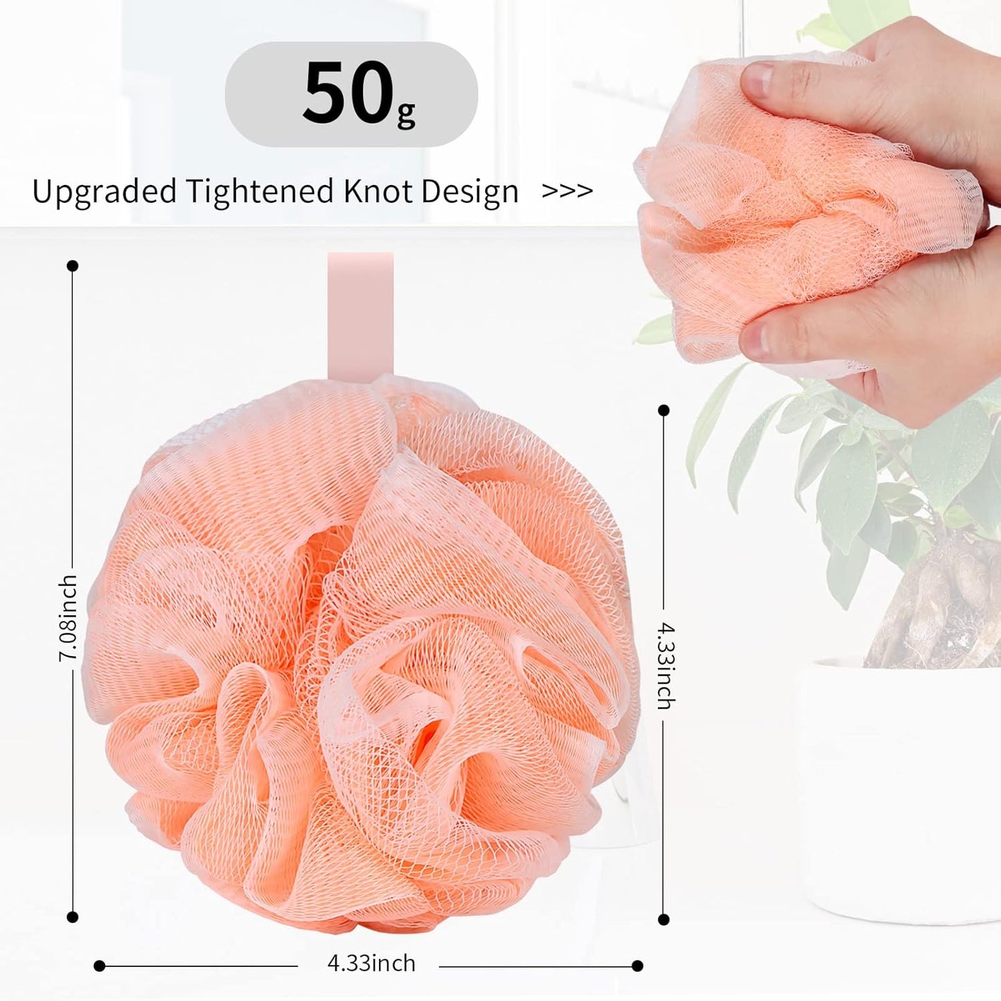 Bath Loofah Shower Sponge – Soft Mesh Body Wash Pouf, Gentle Exfoliating Shower Accessory