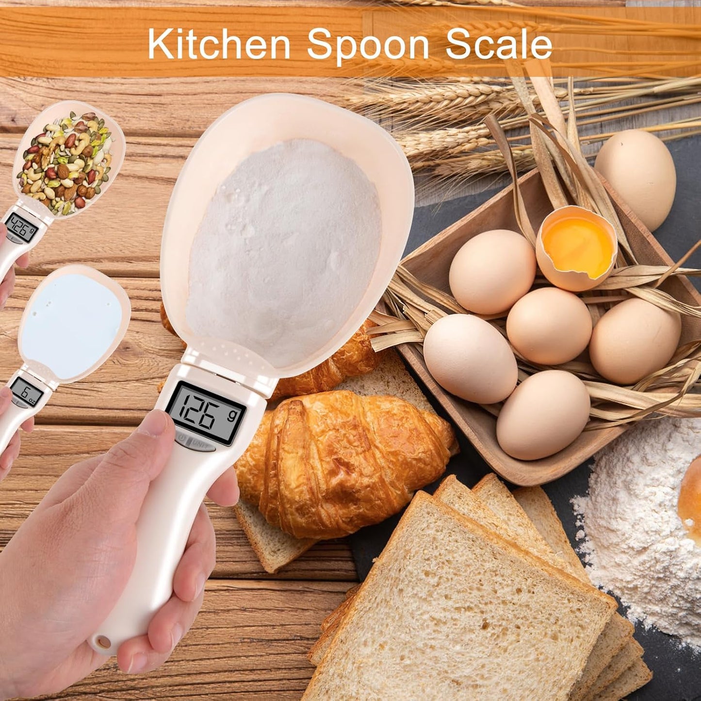 Digital Measuring Spoon, Weighing Food Measuring Scoop Scale, LCD Electronic Food Scale for Kitchen Gadgets, Baking Cooking Coffee, Pet Dog Cat Food, High Precision Grams Measuring Cup Fall Gifts