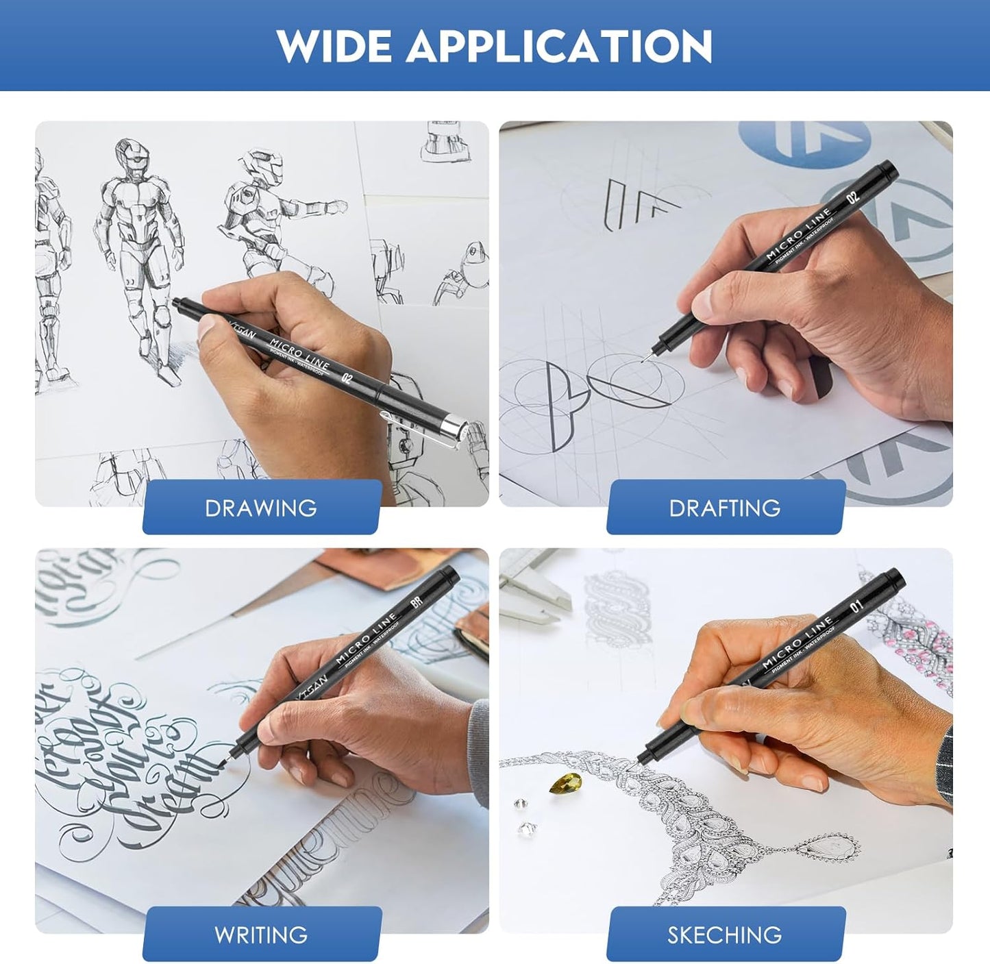 Micro Black Drawing Pens Art Fineliner Ink Pens,Manga Markers for Sketching Technical,70337