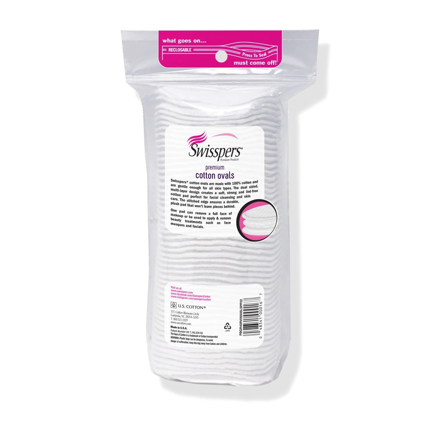 Premium Cotton Ovals, 100% Chlorine Free Cotton, Dermatologist Tested, Soft, Strong, Sensitive Skin Safe, Absorbent, Hypoallergenic, Cruelty-Free, Vegan, Paraben Free, 50 Pads
