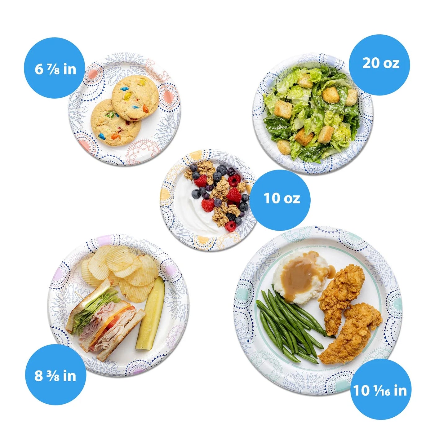 Disposable Paper Plates, 8.5", 100 Count