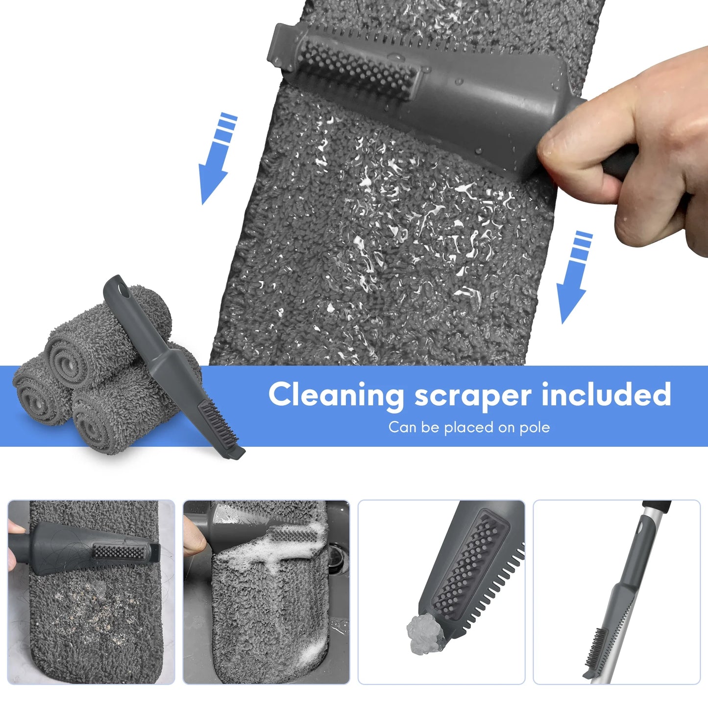 Spray Mop for Floor Cleaning Wet, with 14 Oz Refillable Bottle and 3 Washable Microfiber Pads Home and Commercial Use, Gray