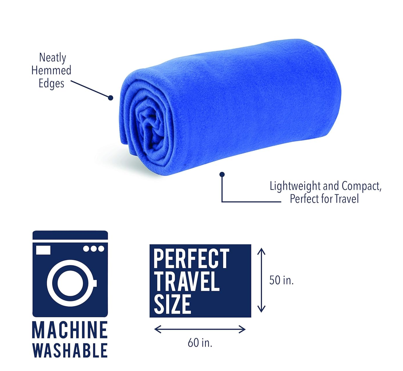 Cozy-Soft Microfleece Travel Blanket, 50X60 Inch, Lightweight, Compact, Perfect for Airplane and Car, Charcoal