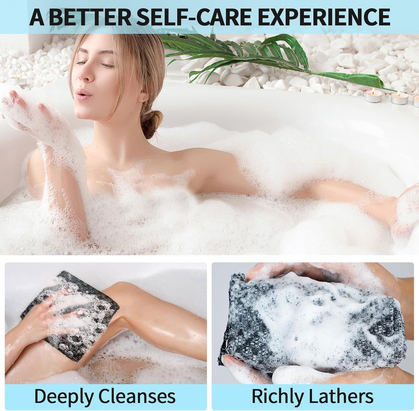Exfoliating Body Scrubber – Dual-Sided Silver Ion & Carbon Fiber Washcloth