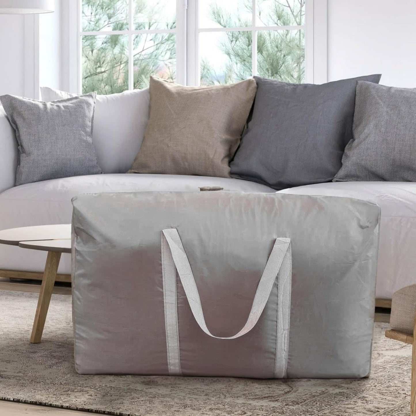 100L Extra Large Storage Bags, Big Moving Bags with Strong Zippers & Carrying Handles, Packing Bags for Moving, Storage, Travel and Camping, Storage Totes for Space Saving (Grey, 2 Pack)