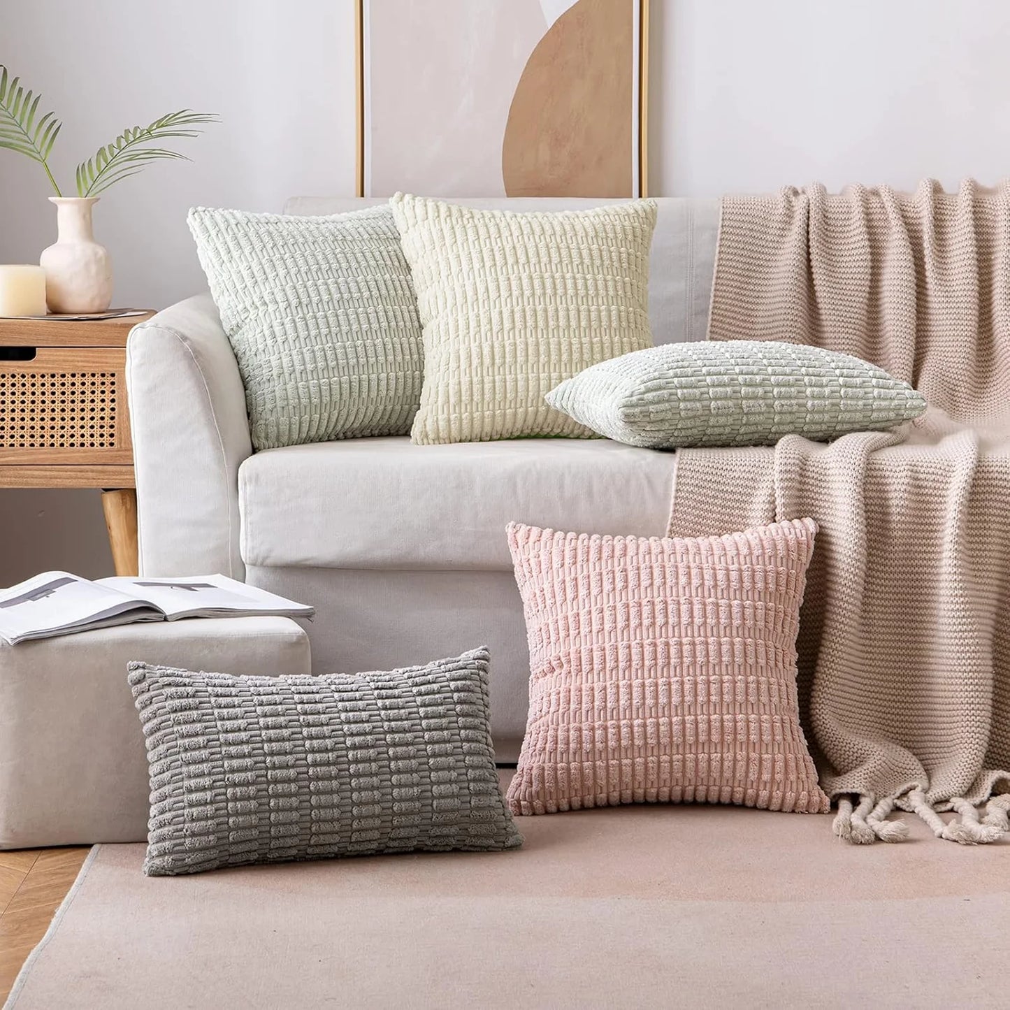 , Throw Pillow Covers (Set of 2), Ivory