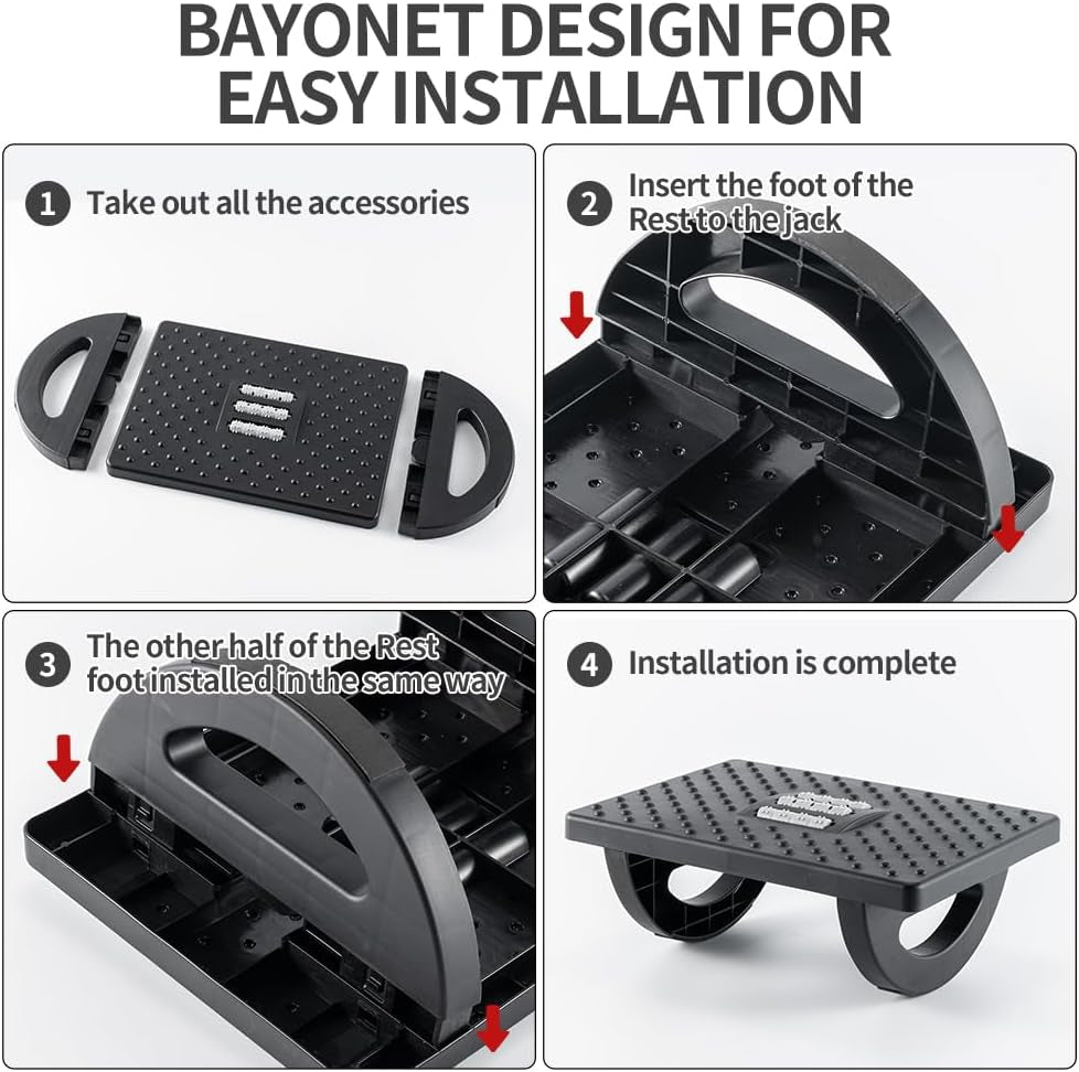 Ergonomic Office Footrest – Massage Roller Under Desk Footstool