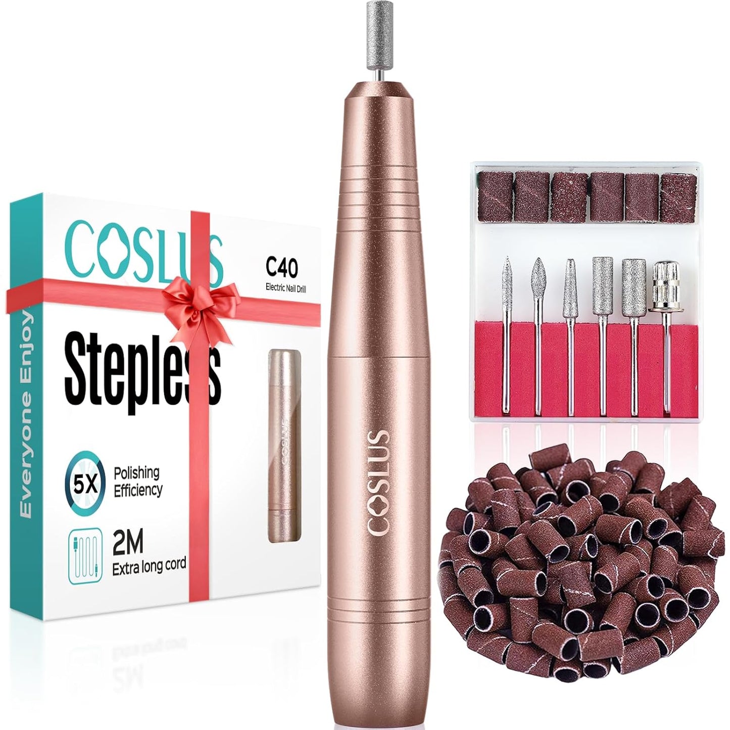 Electric Nail Drill File Professional: for Acrylic Gel Dip Powder Nails Portable Nail Machine Kit Manicure Pedicure Tools Polishing Set with Nail Drill Bits Sanding Bands