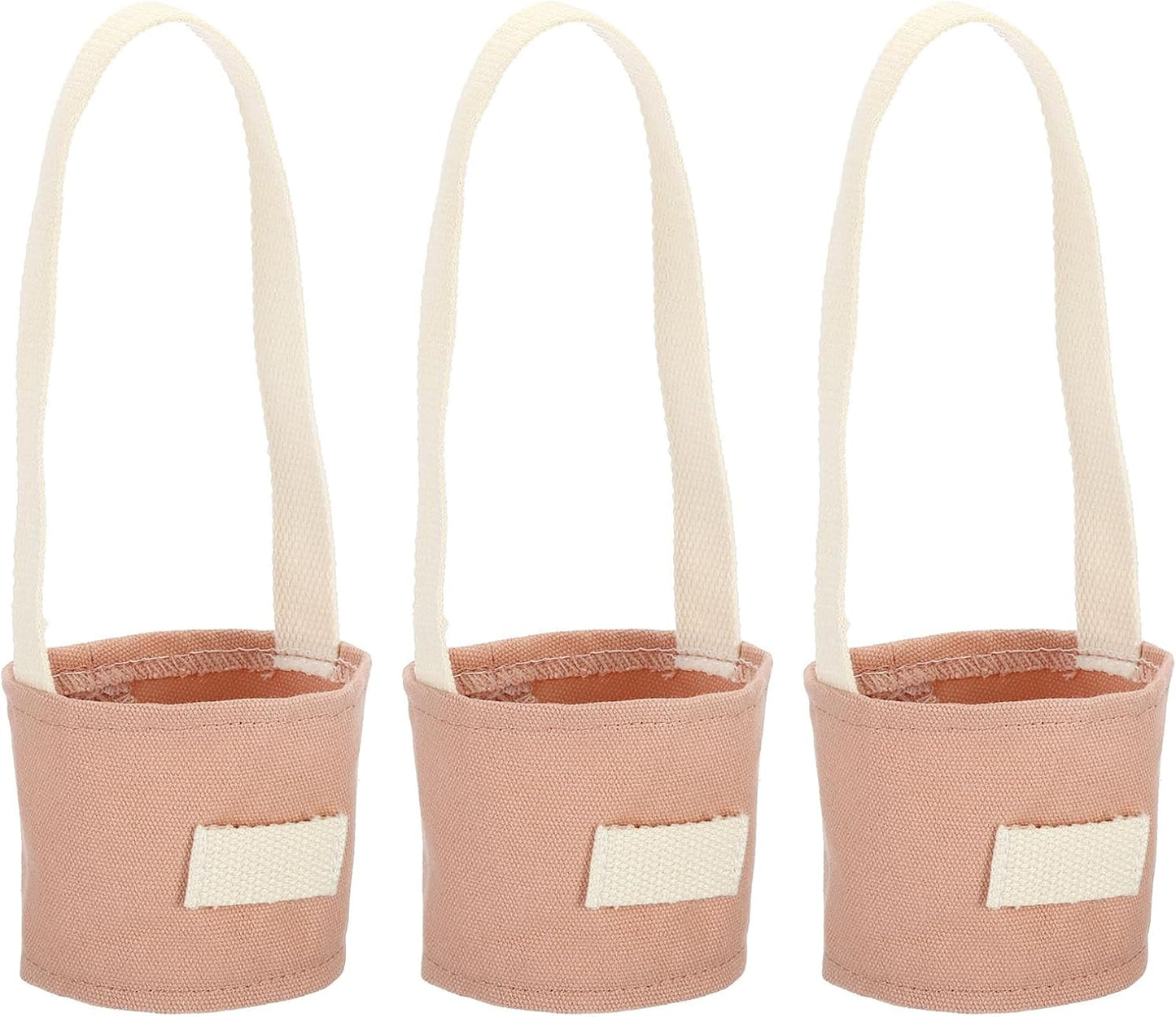 Reusable Canvas Coffee Cup Sleeves with Strap & Straw Holder (3-Pack)