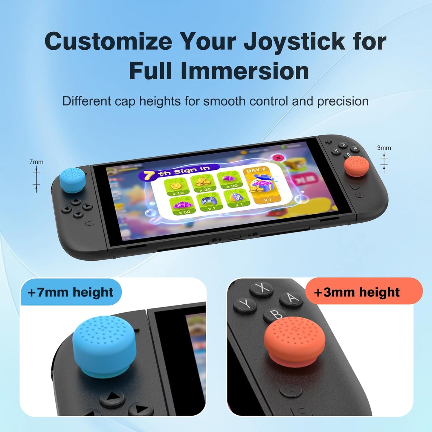 8 Pack Thumb Grips Compatible with Nintendo Switch 2 (2025), Thumb Grip Caps for Switch 2, Enhanced Gaming Grip Set, Joycon Grip Button Stick Cover, Improve Control and Guard Joystick Wear